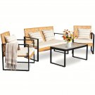 4pcs Outdoor Patio Furniture Set, Stylish Conversation Soft Set Outdoor Rattan Wicker Table And 4pcs Outdoor Patio Furniture Set, Stylish Conversation Soft Set Outdoor Rattan Wicker Table And