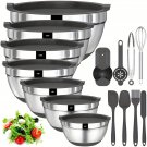20pcs Mixing Bowls With Airtight Lids, Stainless Steel Metal Nesting Bowls, Non-Slip Colorful S