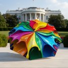 Nous Automatic Folding Umbrella Rainbow Swirl with Paint-like Splashes.