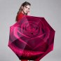Red Rose-Shaped Automatic Folding Umbrella.