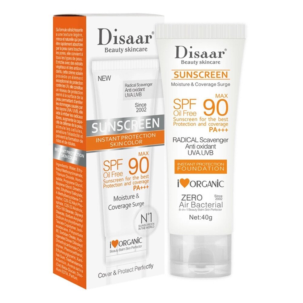 Sunscreen SPF 90 Cover Protect Skin UVA UVB Radical Scavenger Oil Free PA+++ 40g