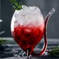 Creative Wine Glass Cup Built-In Straw Decanter Style Cocktail Juice Drinkware