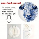 Blue and White Porcelain Ox Head Ceramic Decor Plate - Hanging Wall Art, Suitable for families, Blue and White Porcelain Ox Head Ceramic Decor Plate - Hanging Wall Art, Suitable for families,