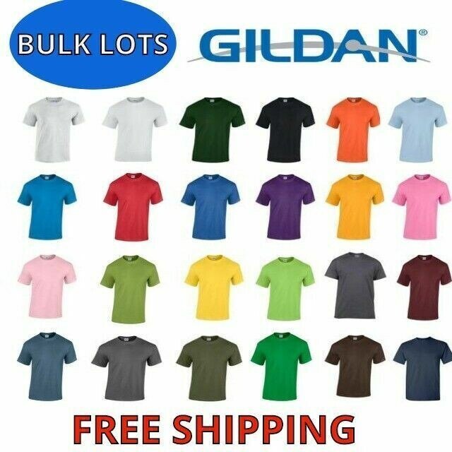 Bulk Lot Gildan Men Heavy Cotton T-Shirt 5000 Short Sleeve S-XL Pack of 5 Free Shipping