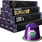 Sumatra Organic Italian Espresso Nespresso Original Line 100 Aluminum Capsules Free Shipping