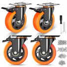 4 Inch Heavy Duty Caster Wheels Set of 4 with Brakes 2200 lb Capacity