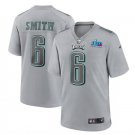 Philadelphia Eagles #6 DeVonta Smith Gray Super Bowl LVII Patch Atmosphere Fashion Stitched Jersey