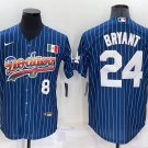 Los Angeles Dodgers #8 #24 Kobe Bryant Number Rainbow Blue Red Pinstripe Mexico Baseball Jersey