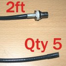 Qty 5, 2ft Black High Quality BNC Female Panel Jack w/nut, unterminated - RG-59