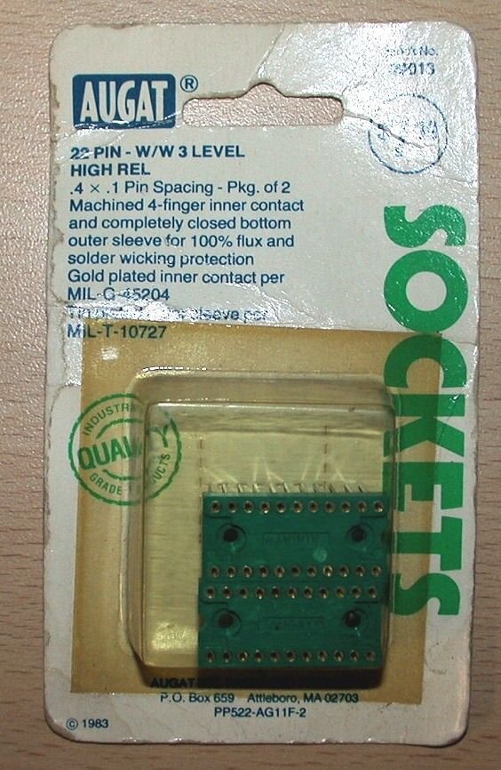 Qty 2 AUGAT 22 PIN IC Sockets Gold Inserts .4" x .1" Spacing