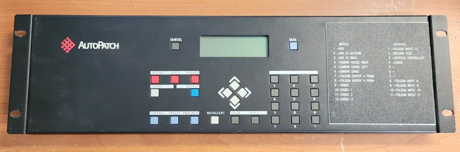 AutoPatch CP-10 Wired Remote Control Panel - 3U