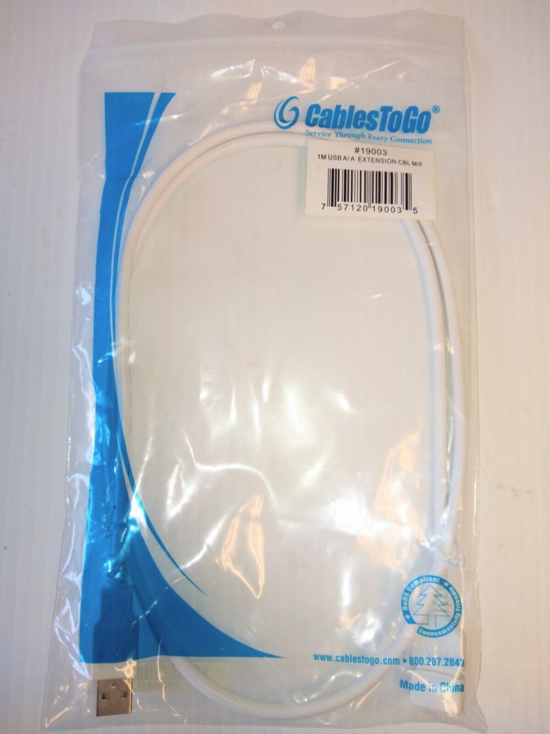 CablesToGo USB A/A Extension Cable M/F 1M