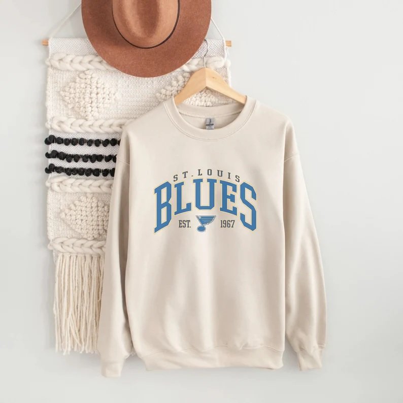 St. Louis Blues Hockey Sweatshirt Vintage College Style