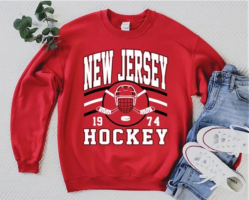 New Jersey Devils Hockey Team Fans Sweatshirt Vintage Style
