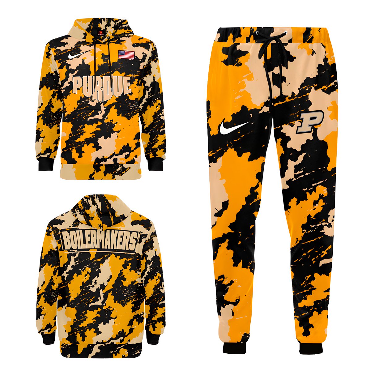 Purdue Boilermakers NCAA Camo Tracksuit Hoodie And Sweatpants