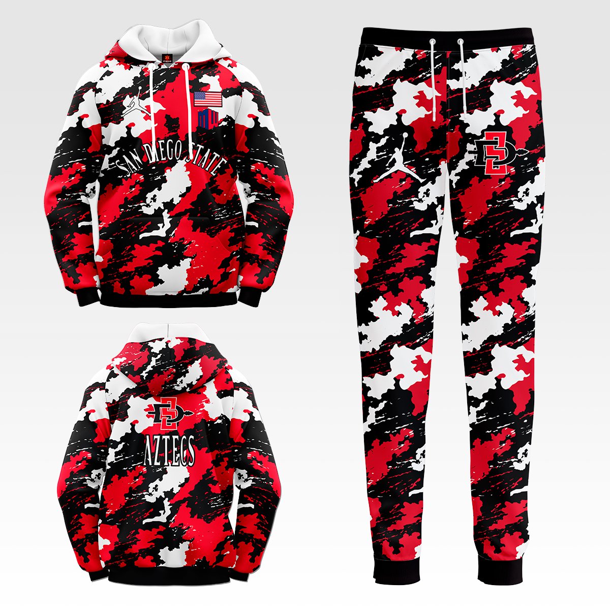 San Diego State Aztecs NCAA Camo Tracksuit Hoodie And Sweatpants