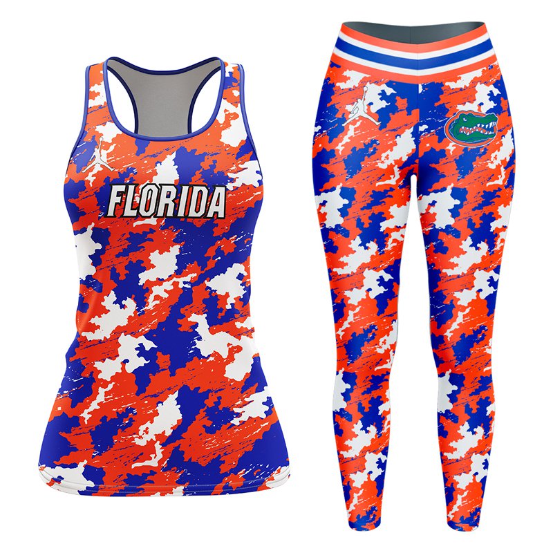 Florida Gators Women's Racerback Tank Tops Leggings Camo Set