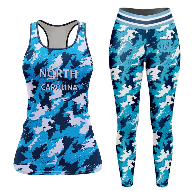 North Carolina Tar Heels Women's Racerback Tank Tops Leggings Camo Set