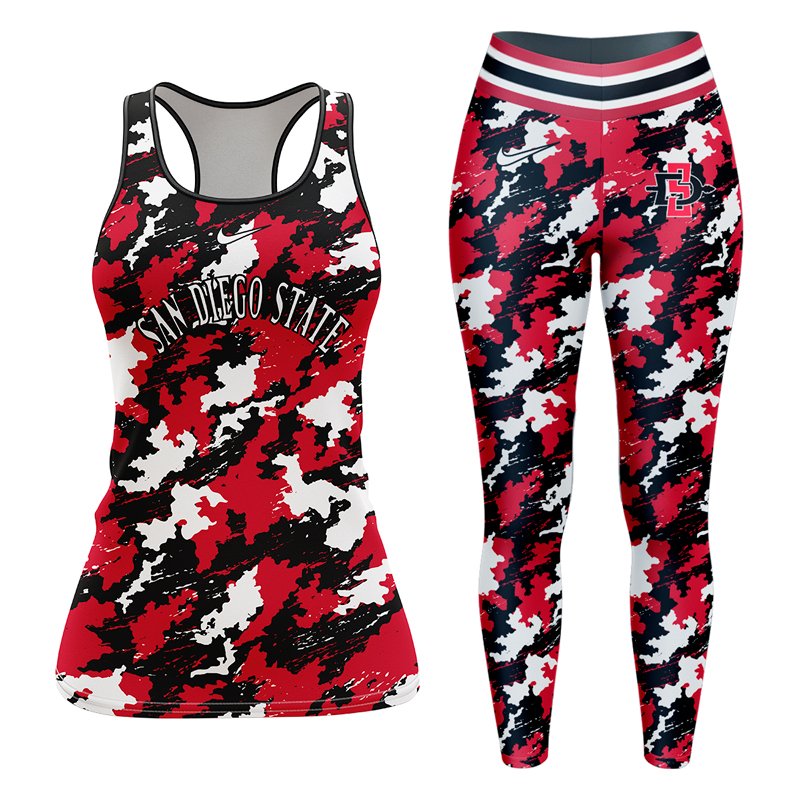 San Diego State Aztecs Women's Racerback Tank Tops Leggings Camo Set