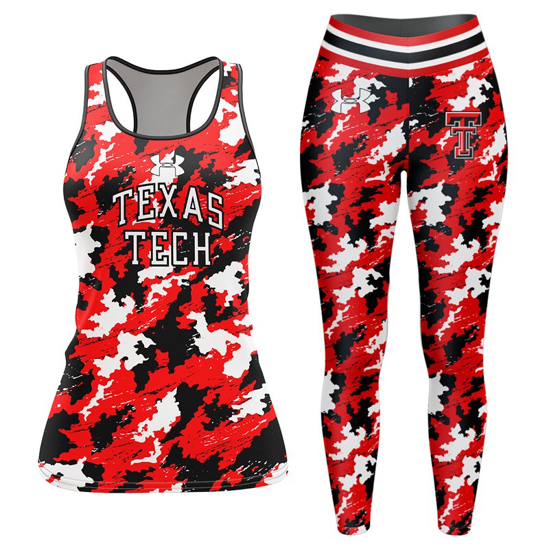 Texas Tech Red Raiders Women's Racerback Tank Tops Leggings Camo Set