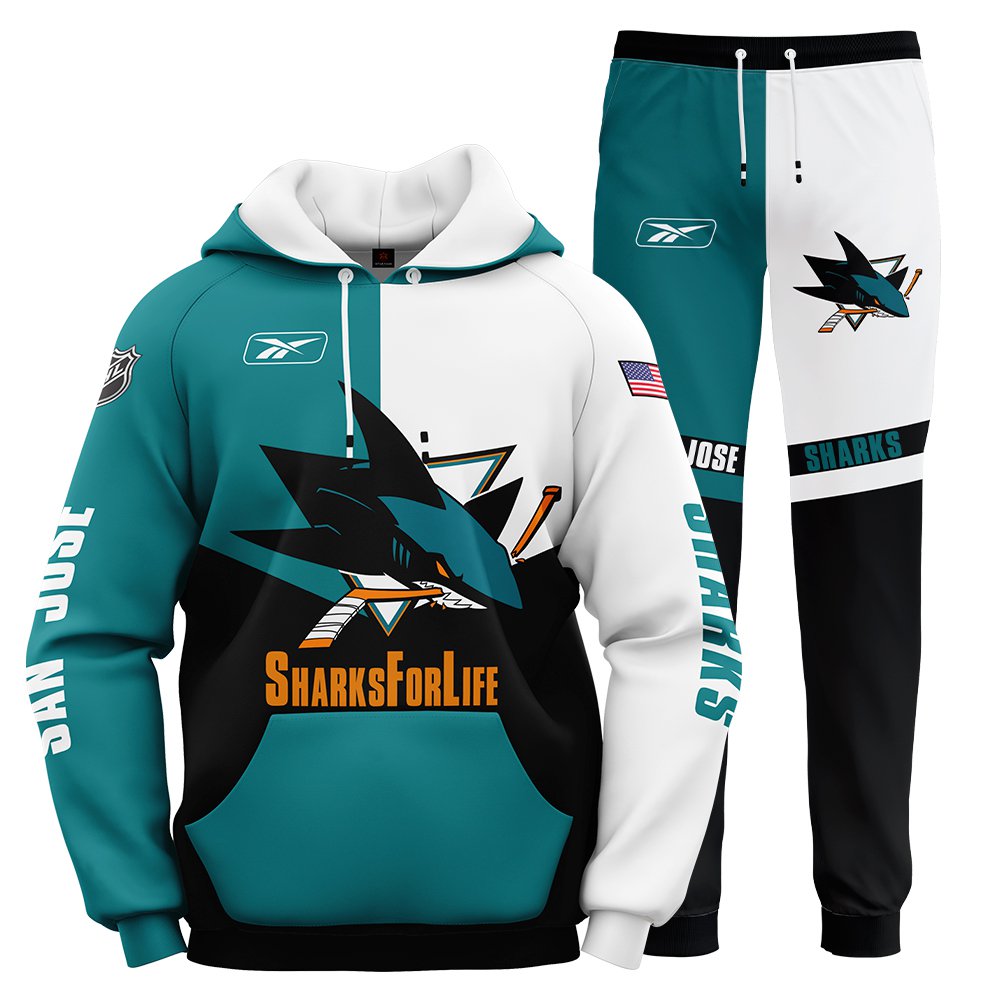 San Jose Sharks Superior Tracksuit Hoodie Sweatpants Set