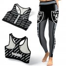 Las Vegas Raiders Stripes Outfit Fitness Set Leggings and Bra