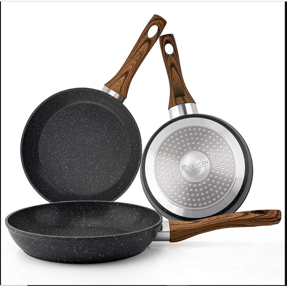 Frying Pan Set 3-Piece Nonstick Saucepan Woks Cookware Set,Heat-Resistant