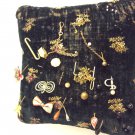 Antique Velvet Hand Embroidered Victorian Pin Cushion With Antique Pins