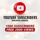 1000 YOUTUBE Subscriber + Free 2000 Views