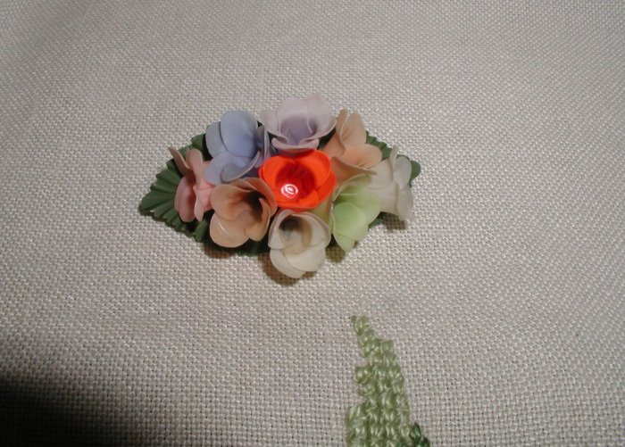 Vintage Celluloid Floral Pin Brooch