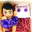 Beautiful Hand-Made Baby Doll With Stud Huichol Earrings/Gift Set