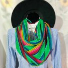 Cambaya Mexican Scarf/Colorful Infinity Scarf - Green