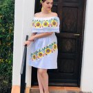 Artisan Mexican Dress with Embroidered Sunflowers (Size M)