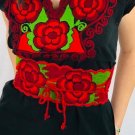 Embroidered Mexican Belt with Red Roses