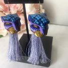 Fabulous Jaguar Alebrije Earrings (Blue/Lavender)