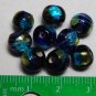 Blue Aqua Yellow Foil Art Glass Beads 8mm Qty 9