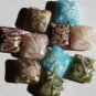Brown Glass Pale Sherbet Swirl 10mm Chiclet Beads Square