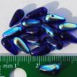 Cobalt Blue Beads Irridescent Tooth Beads 1/2 AB Glass 10mm Qty 15