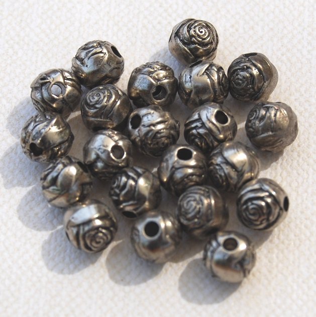 Rose Silverplated Beads 5mm Qty 10