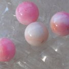 White Pink Round Jade Beads 10mm Qty 4