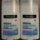 Lot Of 2 Neutrogena Ultra Sheer Sunscreen Stick SPF 50 - 1.5oz