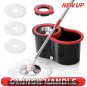 360&Acirc;&deg; Rotating Spin Mop And Bucket Set with Wringer, Includes 3 Microfiber Mop Refill Heads