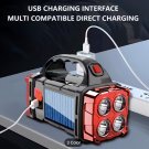 Solar USB Rechargeable LED Lantern Flashlight 1800mAh Battery