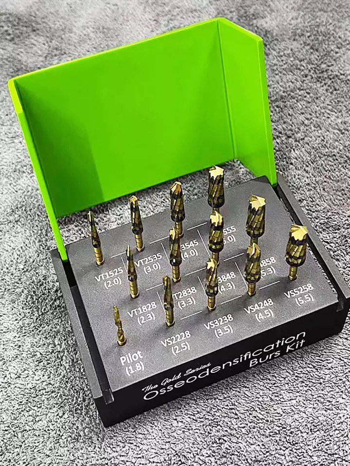 13 Pcs/set Titanium Dental Bur Drills Dental Implant Green Kit Surgical rust free