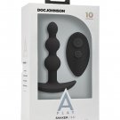 A Play Beaded Rechargeable Silicone Anal Plug w/Remote - Black