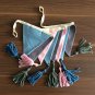Blue gray pink fabric flag banner, linen pennant bunting flags for baby room