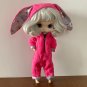Blythe doll clothes, jumpsuit for Blythe doll, pink fleece jumpsuit with headband