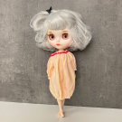 Blythe doll clothes, orange dress with raw edges and beads for Blythe