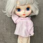 Blythe doll clothes, pale pink oversized cotton blouse in country style.
