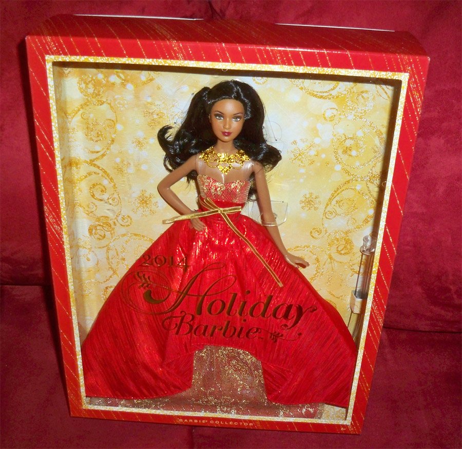 2014 Holiday Barbie Doll African American Nrfb Aa Mattel